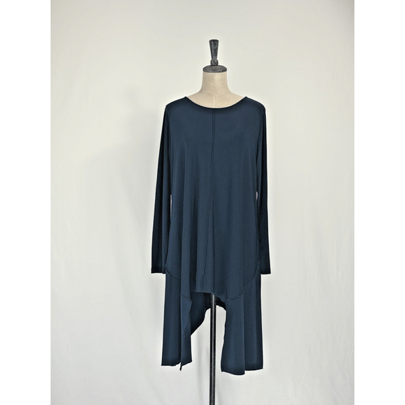 Sun Kim / Comfy USA Navy Blue Asymmetrical Tunic Top Modal XL #0041 - Picture 1 of 5